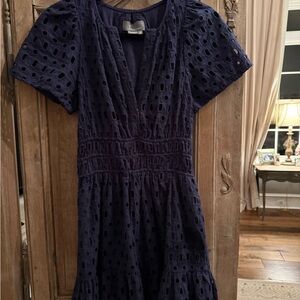 Navy Eyelet Dress